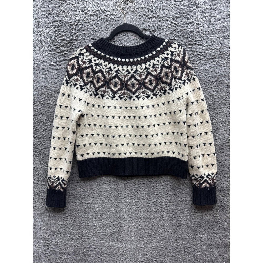 Re/Done 50s Fair Isle Wool Crewneck Pullover Sweater Ivory Choco Womens Size XS‎